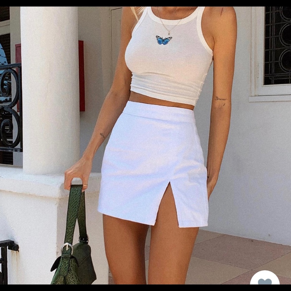 White mini skirt